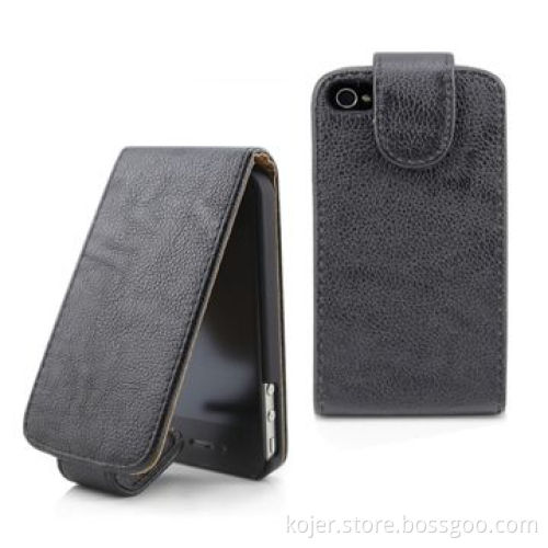 Leather Case for Apple's iPhone 4, with Magnetic Flap on Top, Made of PU, OEM Orders Welcomed